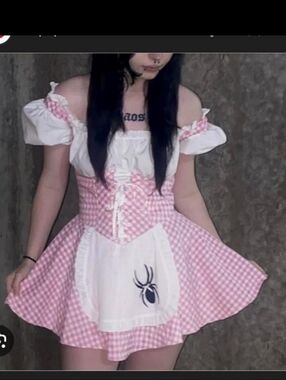 LEG AVENUE Milkmaid Mini Dress - Size Large